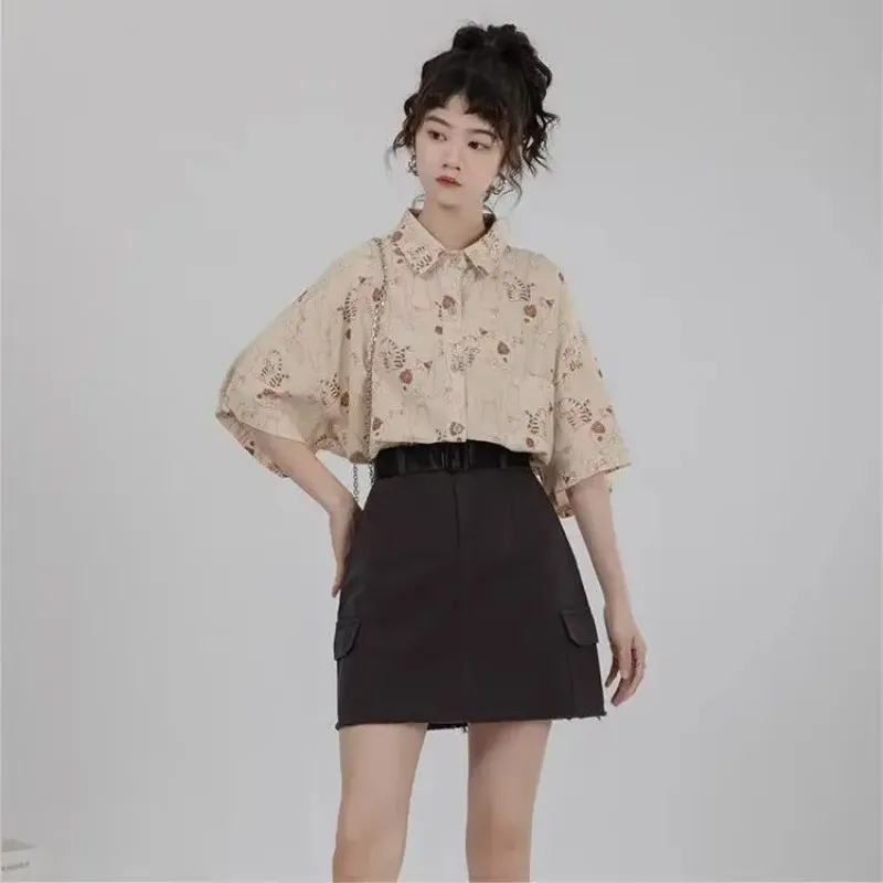 Shirts Women Corduroy Patch Po - Korean Lifestyle Student ulasan dan harga