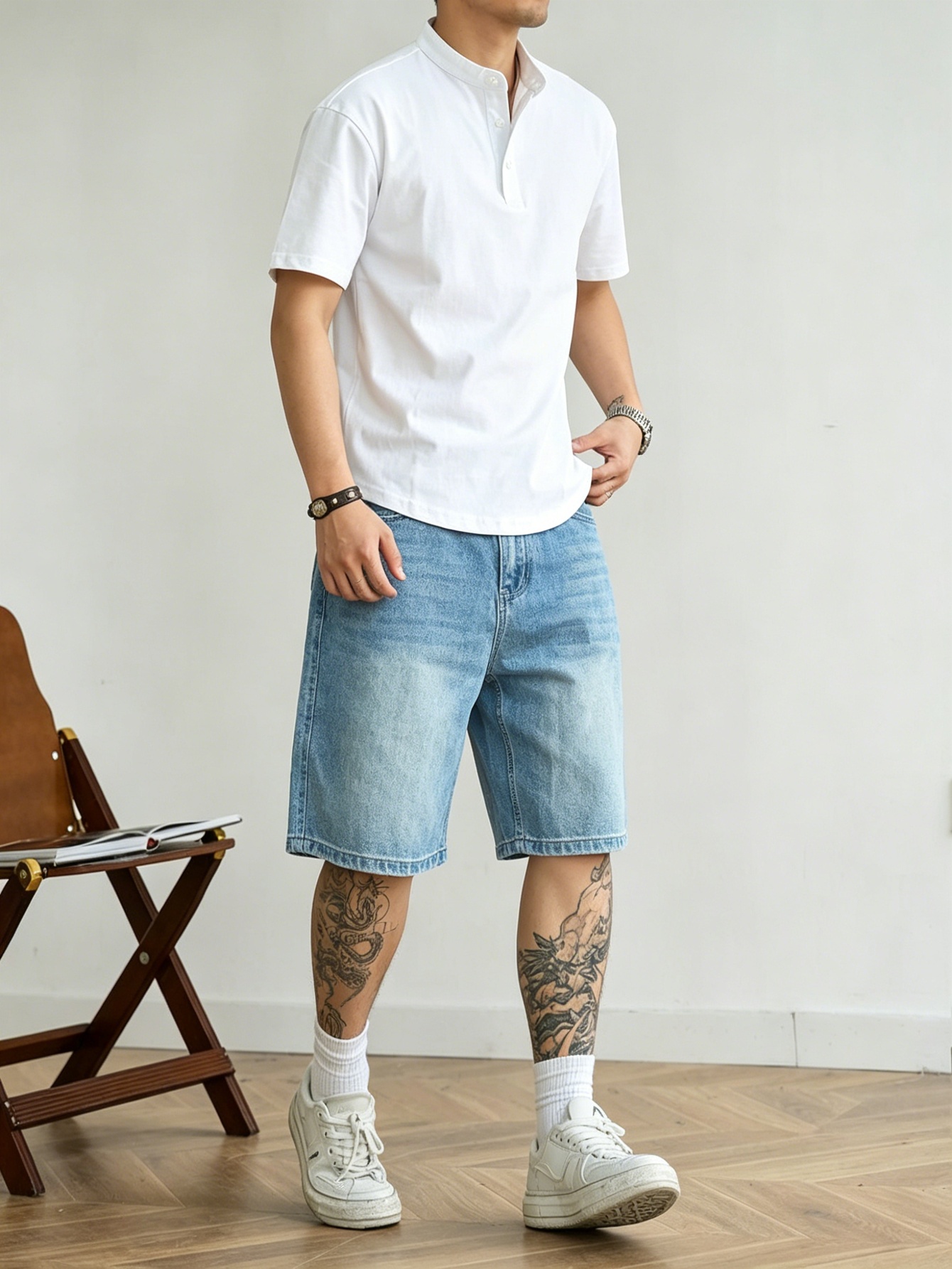 Loose cut blue non stretch den - Korean Men Lifestyle ulasan dan harga