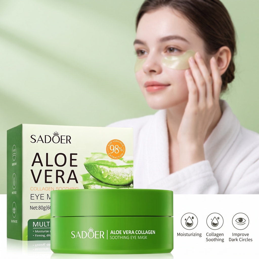 60pcs Aloe Vera Collagen Eye M - Sheet Mask Collagen ulasan dan harga
